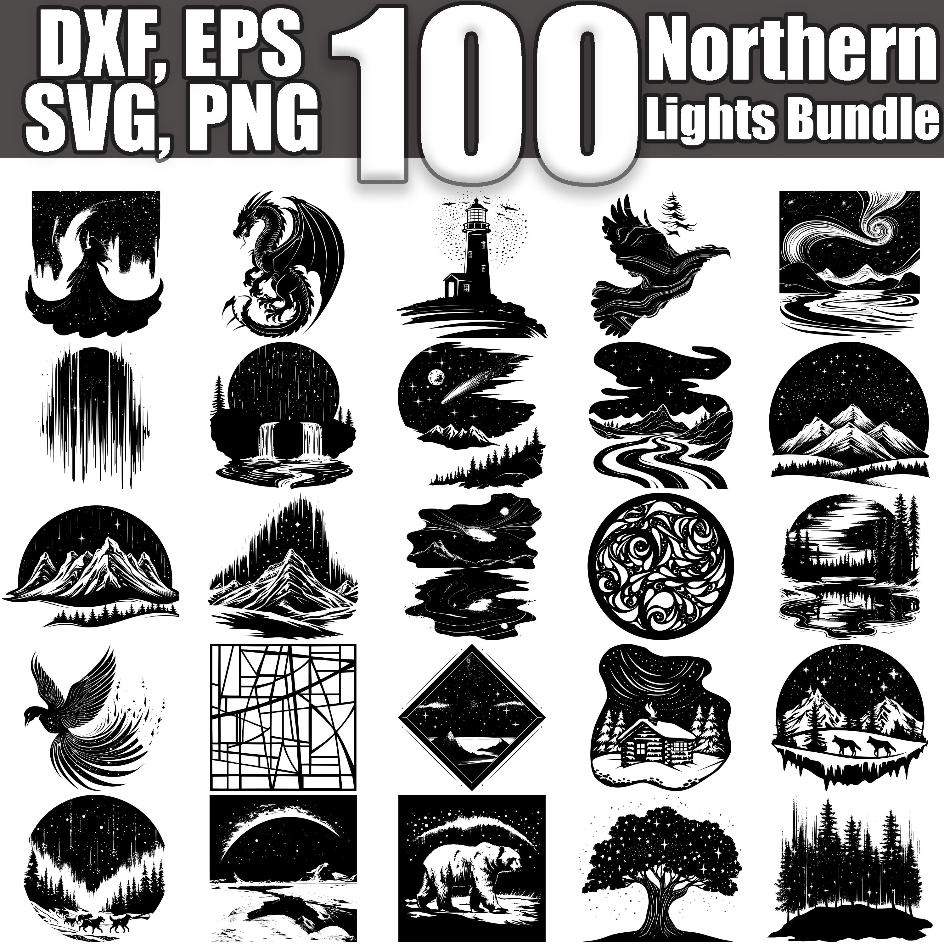 Northern Lights Stained Glass SVG Bundle: 100 Aurora Designs