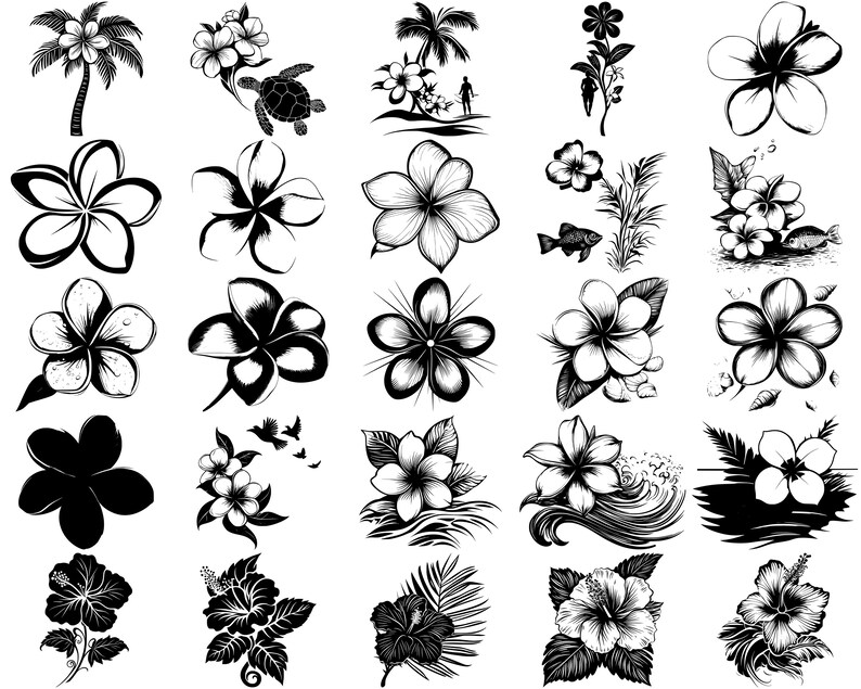 Hawaii Flower SVG Bundle, Set of 100, Instant Digital Download Svg Png ...