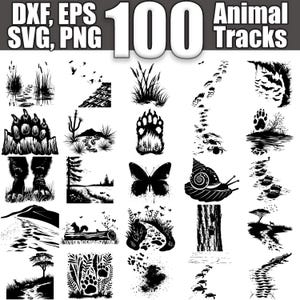 Animal Tracks SVG Bundle, Set of 100, Instant Digital Download svg png dxf eps