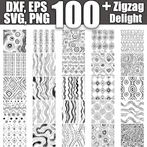 Puede incluir: Un conjunto de 20 patrones digitales sin costuras en blanco y negro. Los patrones son geométricos y abstractos, con círculos, puntos, líneas y zigzags. Los patrones son perfectos para usar en diseño digital, scrapbooking y otros proyectos creativos.