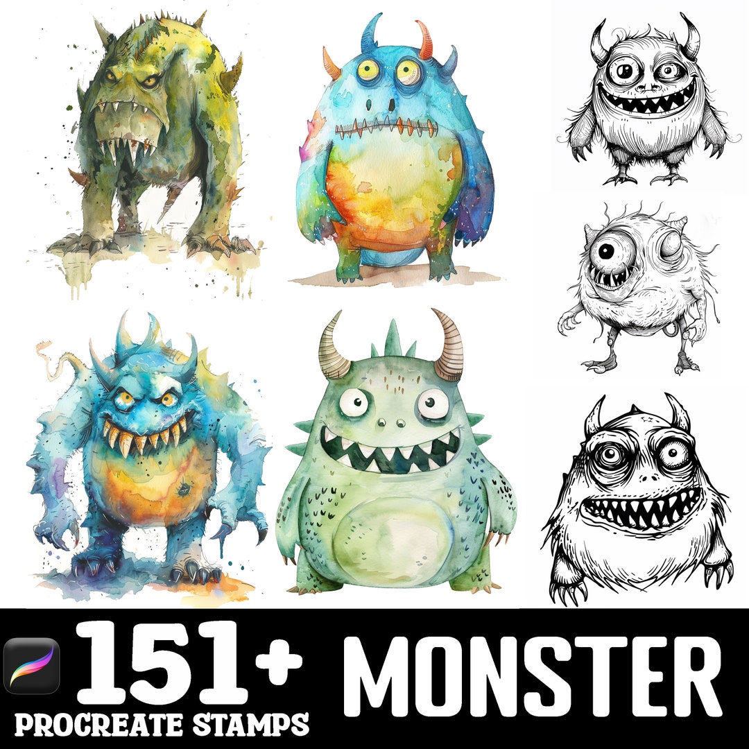 151+ Monster Procreate Brush Set | Stamps for Procreate | Instant ...