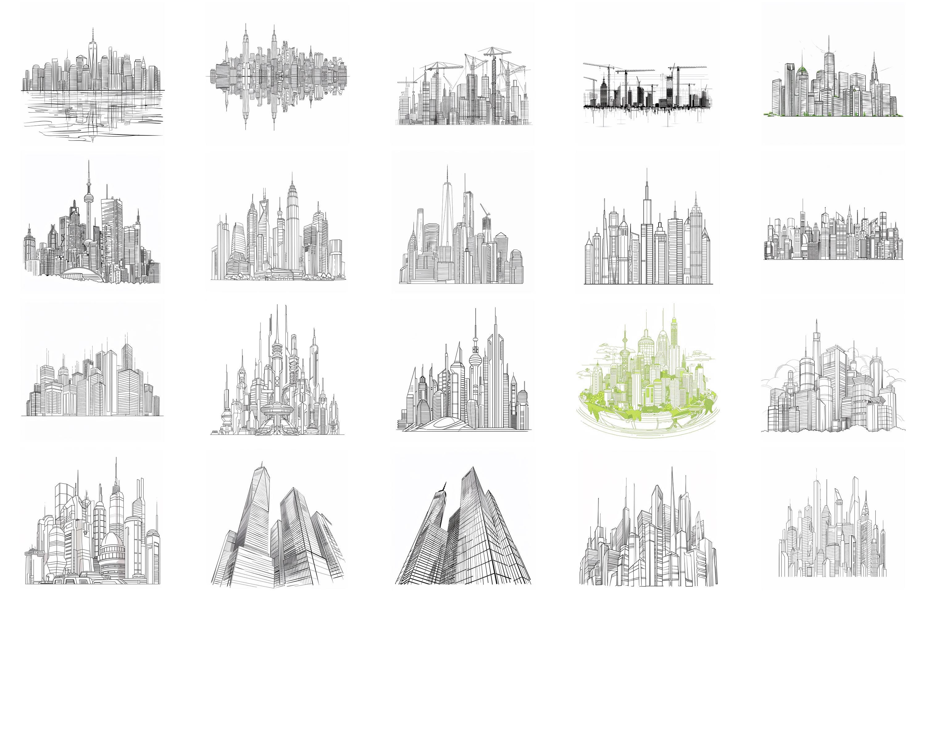 100+ Modern Skyline Procreate Brush Set | Procreate Stamp Brushes ...