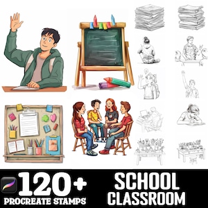 100+ School Classroom Procreate Brush Set | Procreate Stamp Brushes | Instant Digital Download