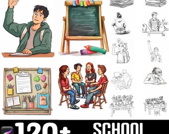 Más de 100 pinceles para aulas escolares de Procreate / Pinceles para sellos de Procreate / Descarga digital instantánea