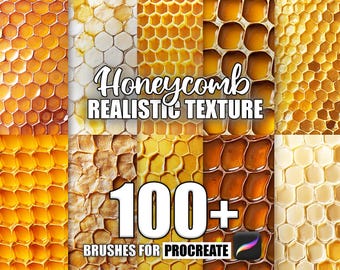 Pinceles de textura de panal para Procreate: Más de 100 patrones sin costuras (descarga instantánea)