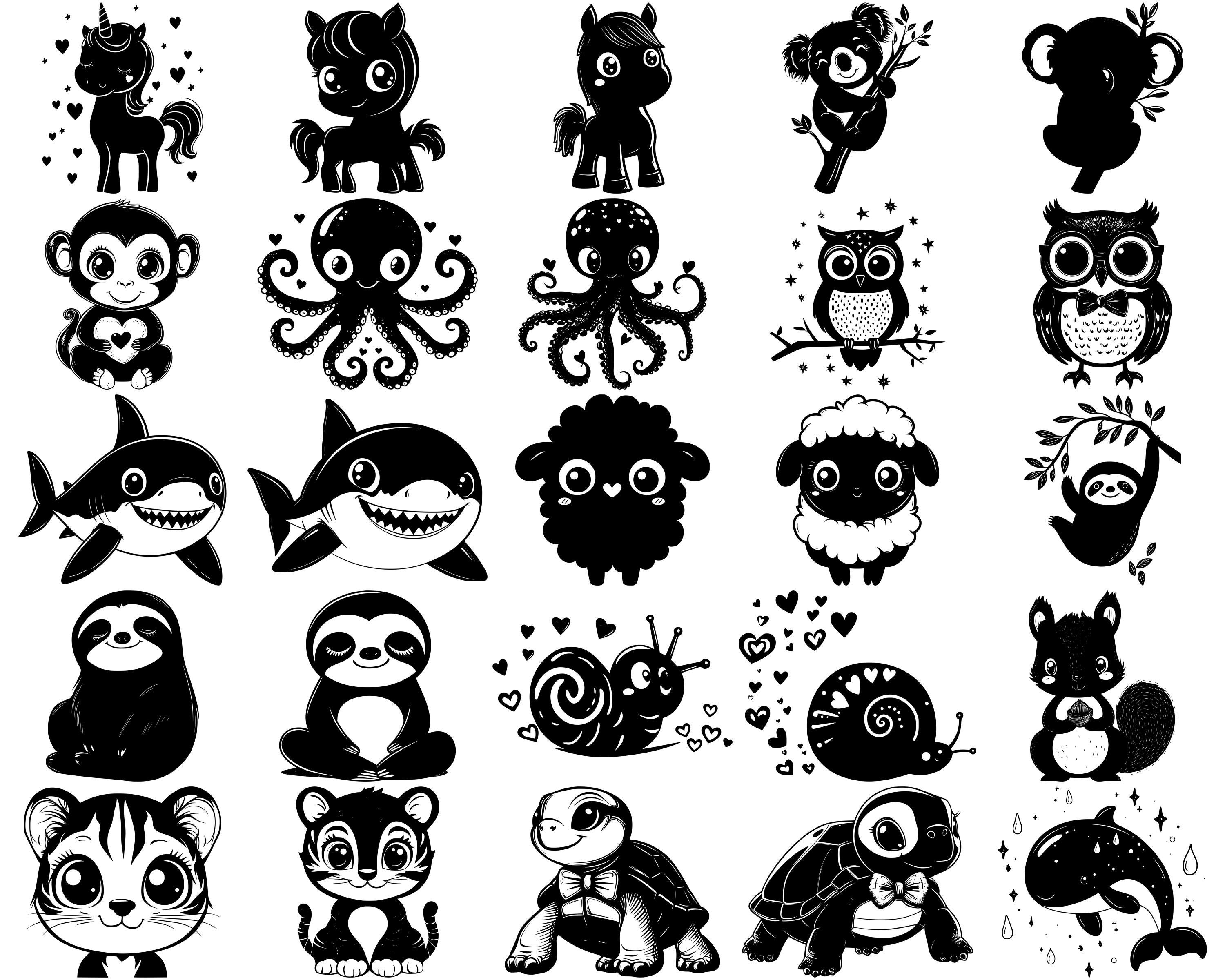 Kawaii Animals SVG Bundle, Set of 100, Instant Digital Download Svg Png ...