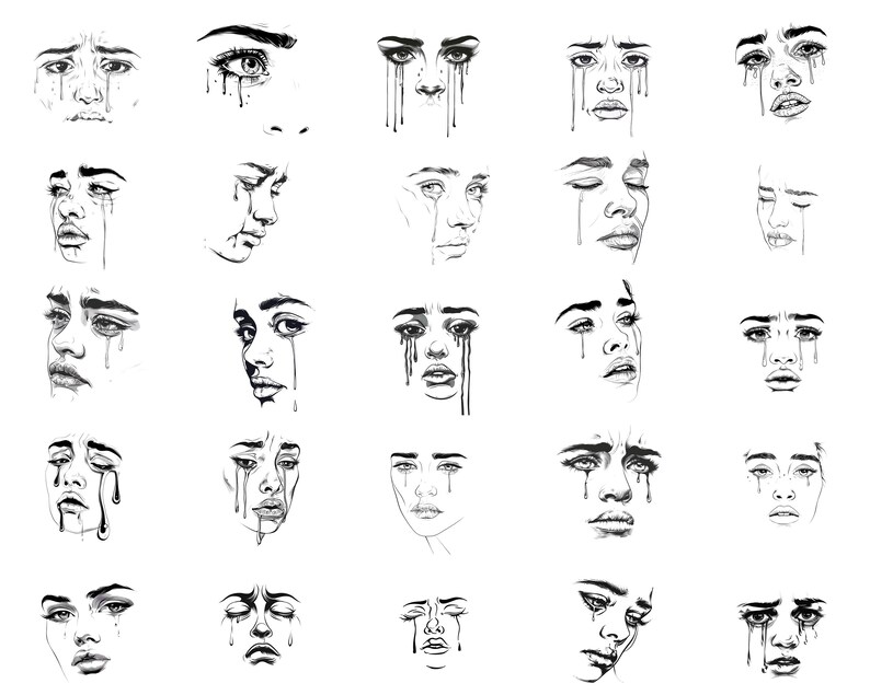 100+ Sad Tears Face Procreate Brush Set | Procreate Stamp Brushes ...