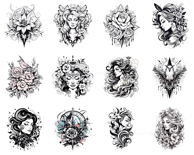 100+ Asthetic Tattoo Procreate Brush Set | Unique Tattoo Stamp Brushes ...