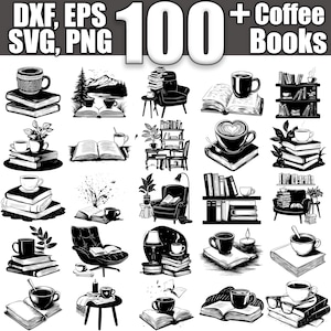 Coffee and Books SVG Bundle, Set of 100, Instant Digital Download svg png dxf eps