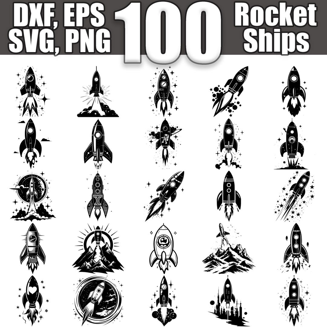 Rocket Ships SVG Bundle, Set of 100, Instant Digital Download Svg Png ...