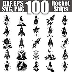 Rocket Ships SVG Bundle, Set of 100, Instant Digital Download svg png dxf eps