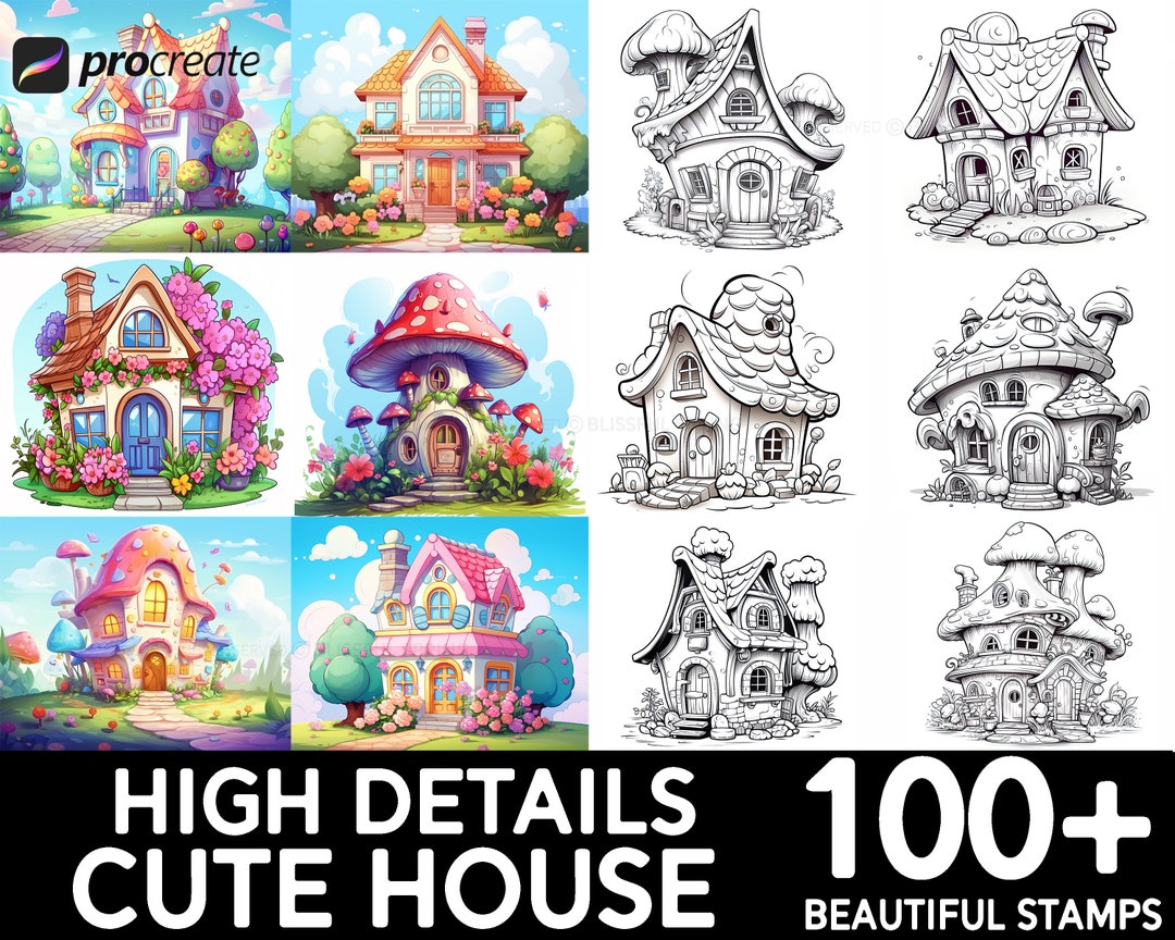 100+ Cute Houses Procreate Brush Set | Unique Cute Houses Stamp Brushes ...