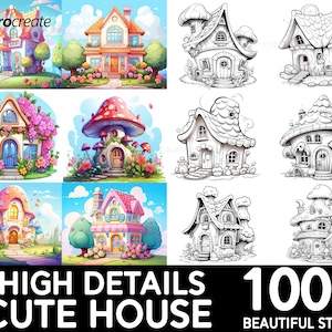 100+ Cute Houses Procreate Brush Set | Unique Cute Houses Stamp Brushes | Instant Digital Download