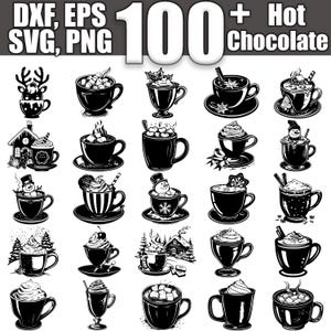 Hot Chocolate SVG Bundle, Set of 100, Instant Digital Download svg png dxf eps