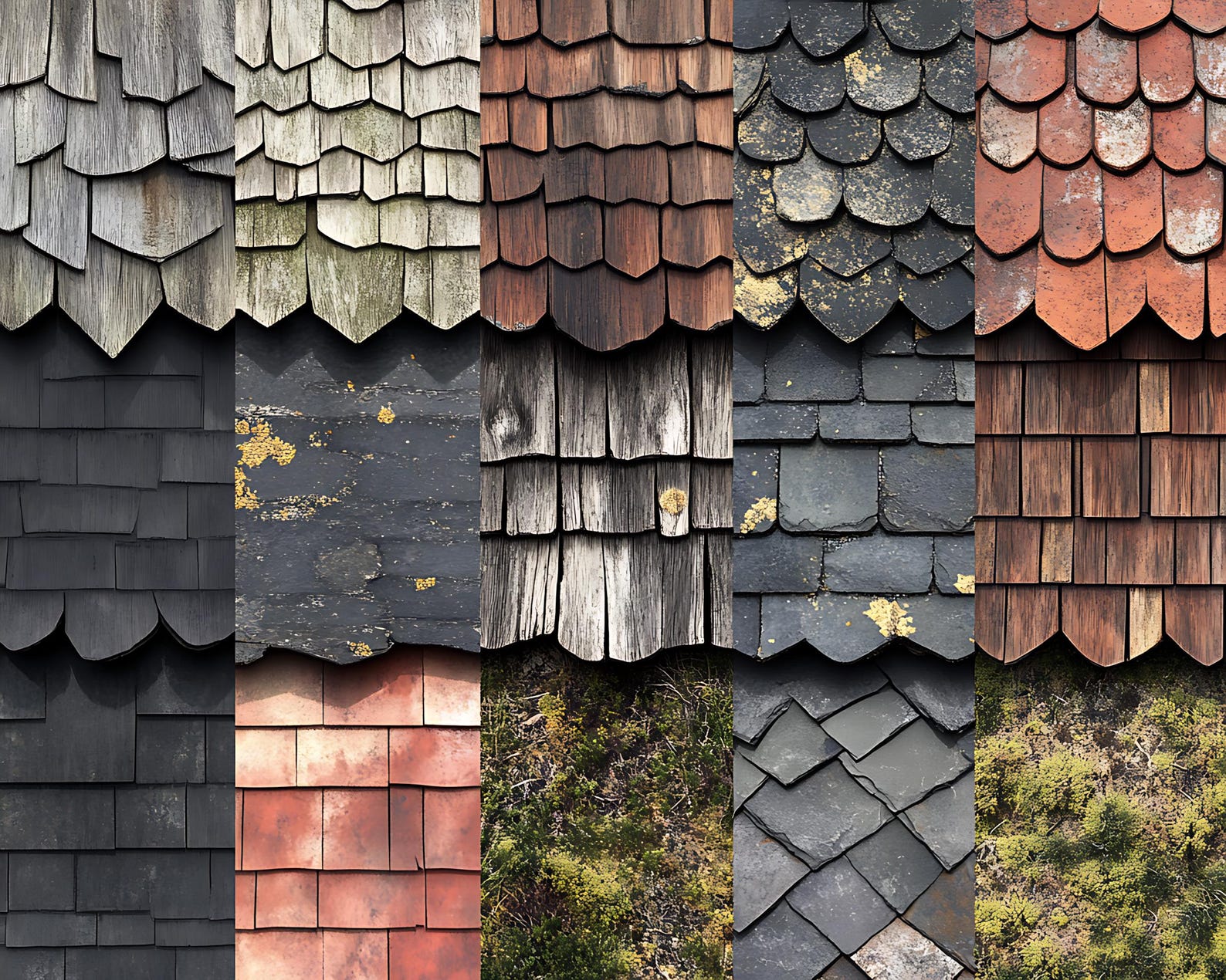 Repeatable Shingles Texture 100+ Roof Shingles Texture Procreate Brushes: Seamless Patterns ...