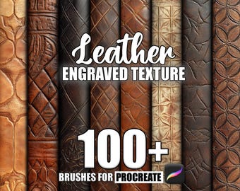 Pinceles de Procreate para texturas de cuero grabado: Más de 100 patrones geométricos (descarga instantánea)