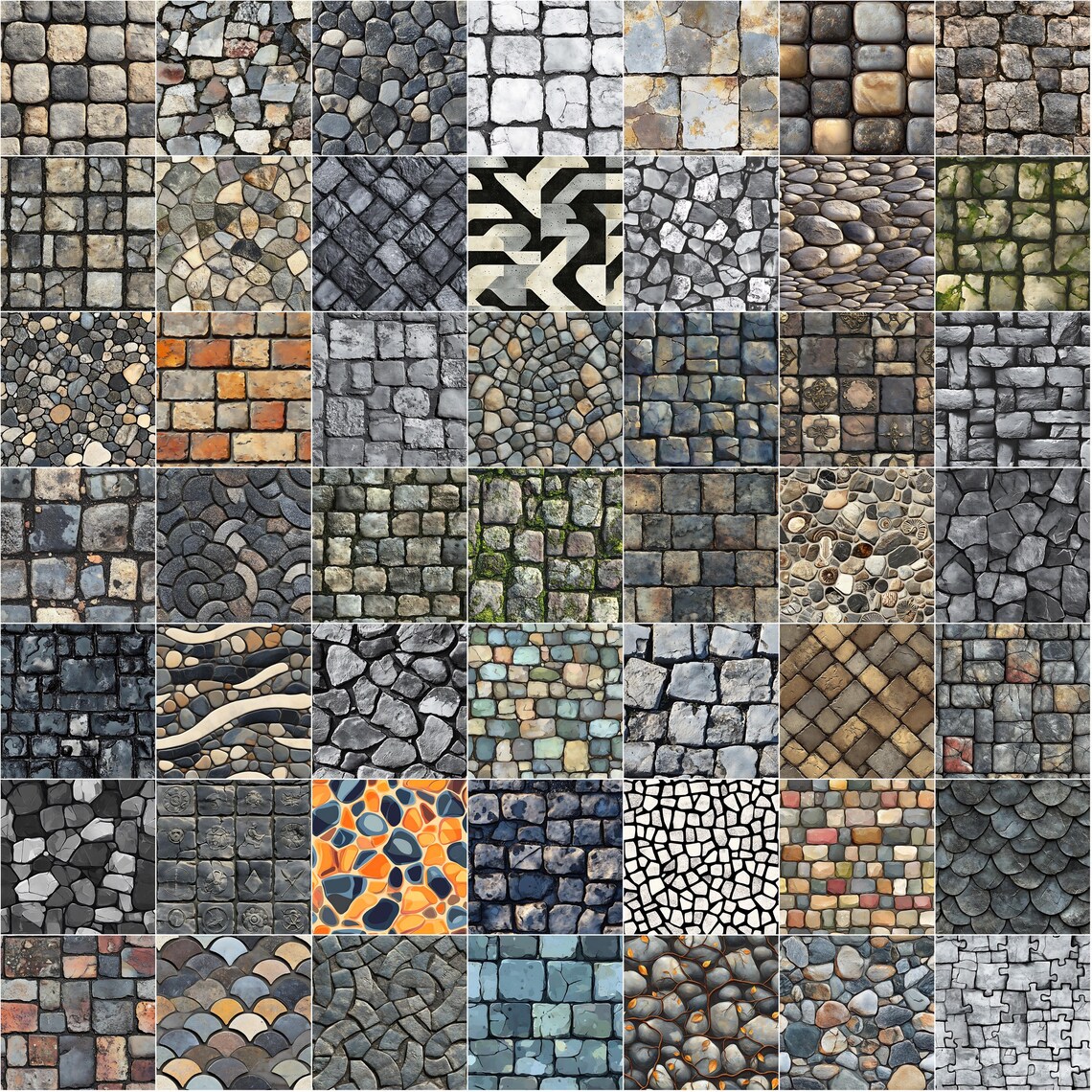 Cobblestone Texture Procreate Brushes: 100+ Seamless Stone Patterns ...