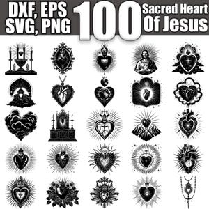 Pacote SVG Sagrado Coração de Jesus, conjunto de 100, download digital instantâneo svg png dxf eps