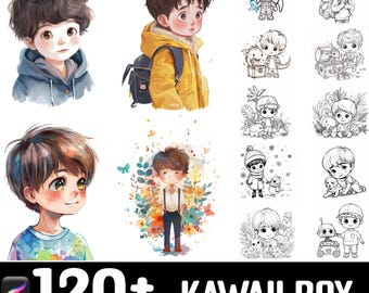 150+ Kawaii Boy Procreate-borstelset | Postzegels voor voortplanting | Directe digitale download