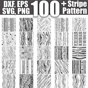 Stripe Pattern Seamless Pattern SVG Bundle, Set of 100, Instant Digital Download svg png dxf eps