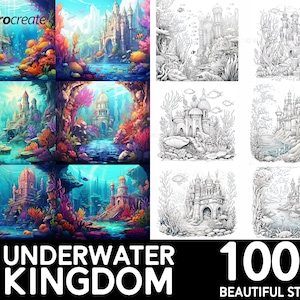 Puede incluir: Un conjunto de más de 100 sellos digitales que representan un reino submarino con coloridos arrecifes de coral, castillos y criaturas marinas. Los sellos son perfectos para agregar un toque caprichoso a tus proyectos digitales.