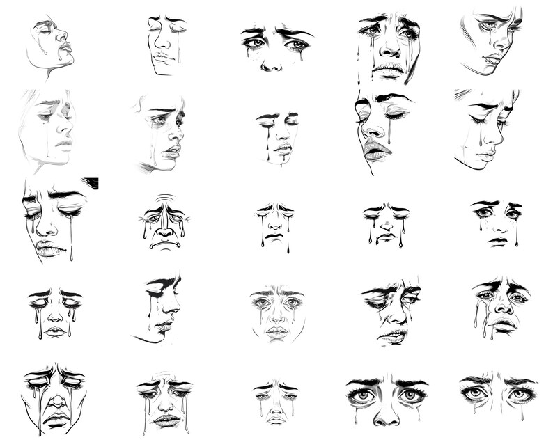 100+ Sad Tears Face Procreate Brush Set | Procreate Stamp Brushes ...