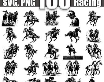 Horse Racing SVG Bundle, Set of 100, Instant Digital Download svg png dxf eps