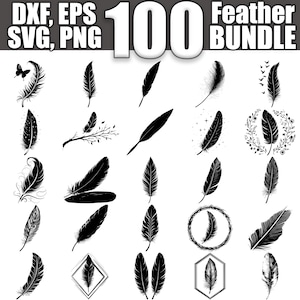 Feather SVG Bundle, Set of 100, Instant Digital Download svg png dxf eps
