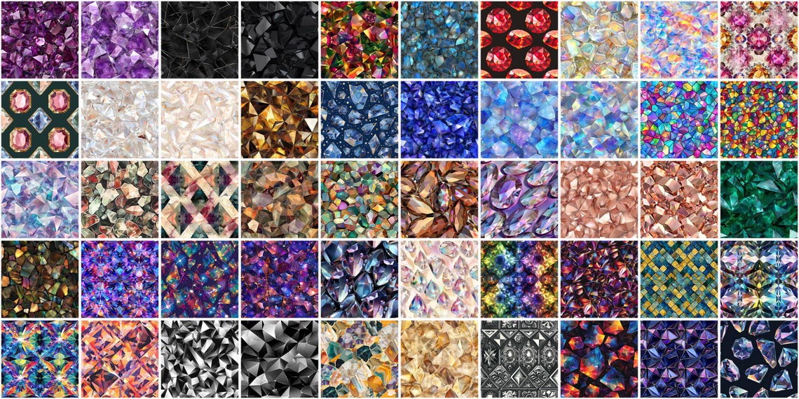 Gemstone Facets Texture Procreate Brushes: 100+ Seamless Patterns ...