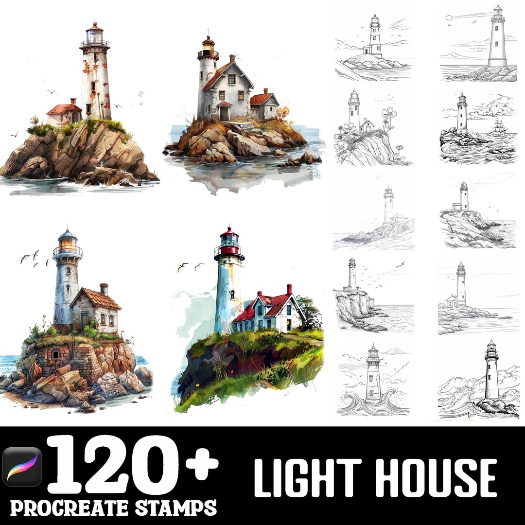 128+ Light House Procreate Brush Set | Stamps for Procreate | Instant ...