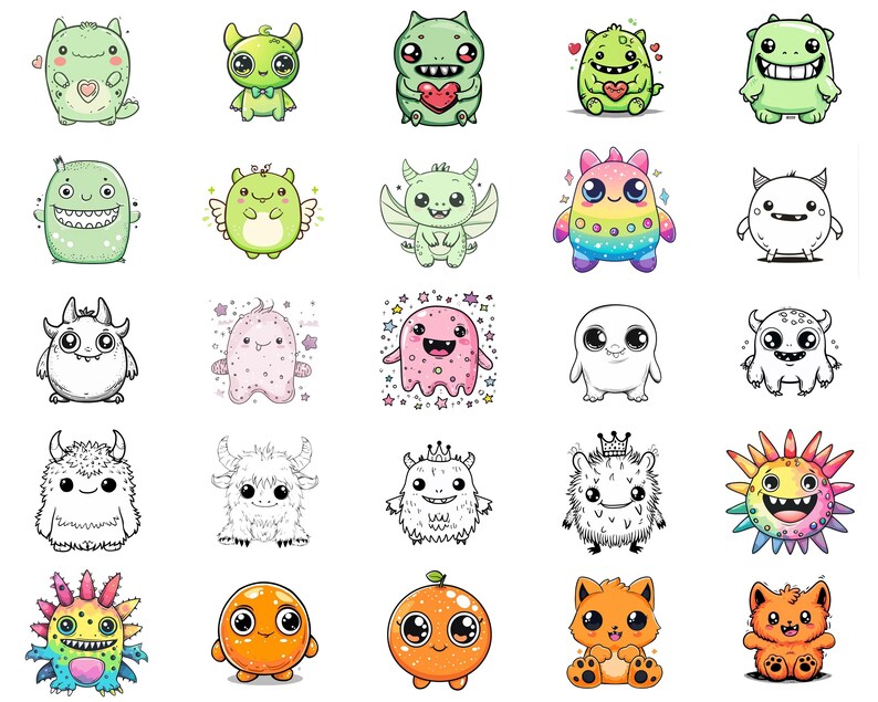 100+ Kawaii Monster Procreate Brush Set | Procreate Stamp Brushes ...