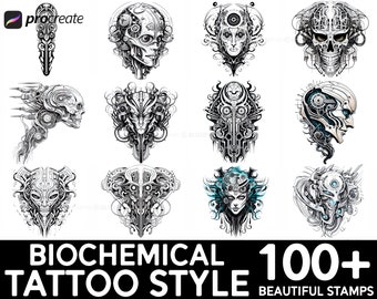 Biochemical Tattoo Procreate Brush Set: 100+ Unique Stamps (Digital Download)