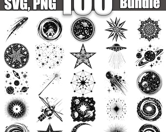 Space Stars SVG Bundle, Set of 100, Instant Digital Download svg png dxf eps