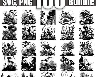 Coral Reef SVG Bundle, Set of 100, Instant Digital Download svg png dxf eps