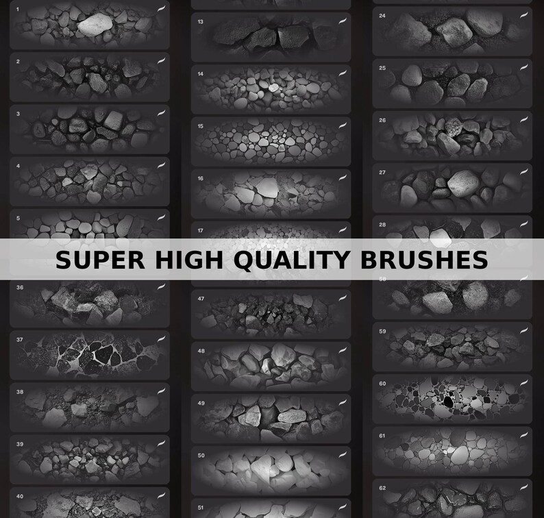 Gravel Texture Procreate Brushes: 100+ Seamless Stone Patterns (instant ...