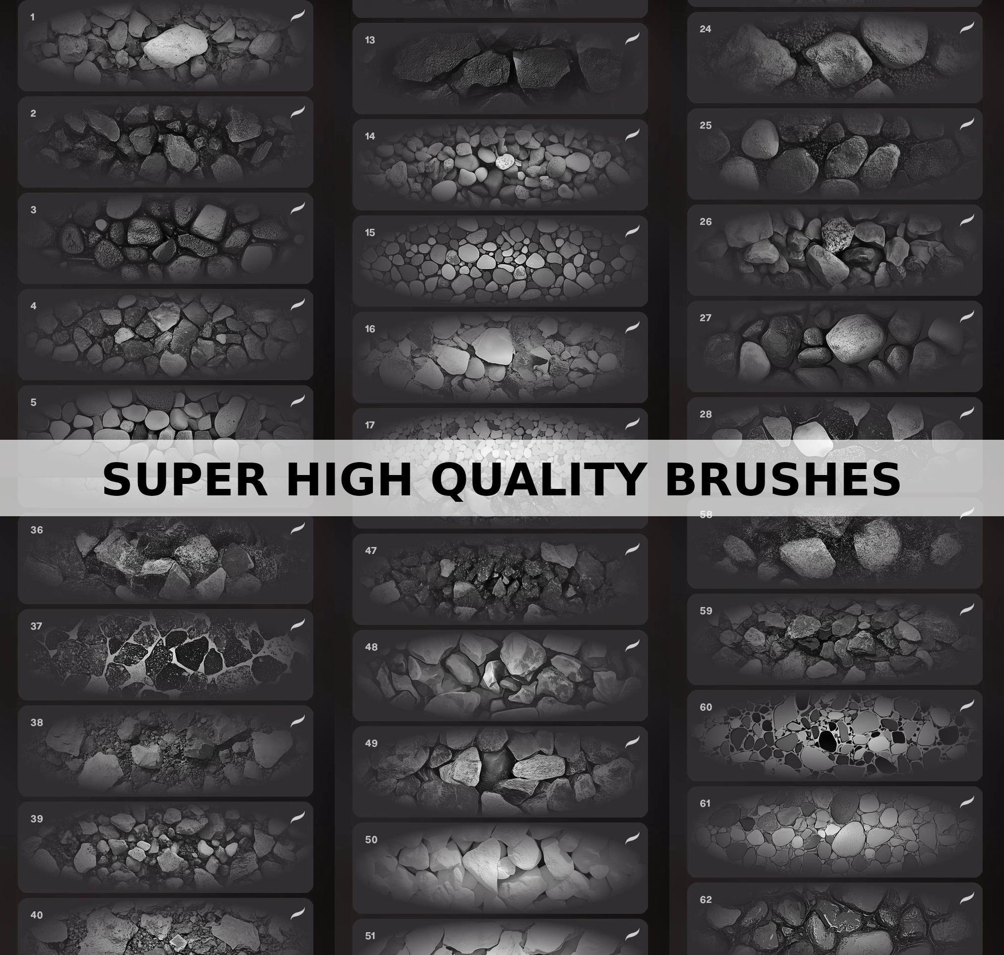 Gravel Texture Procreate Brushes: 100+ Seamless Stone Patterns (instant ...