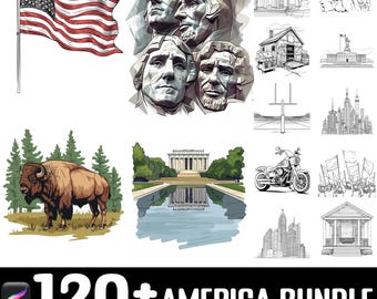 100+ America Procreate Brush Set | Procreate Stamp Brushes | Instant Digital Download