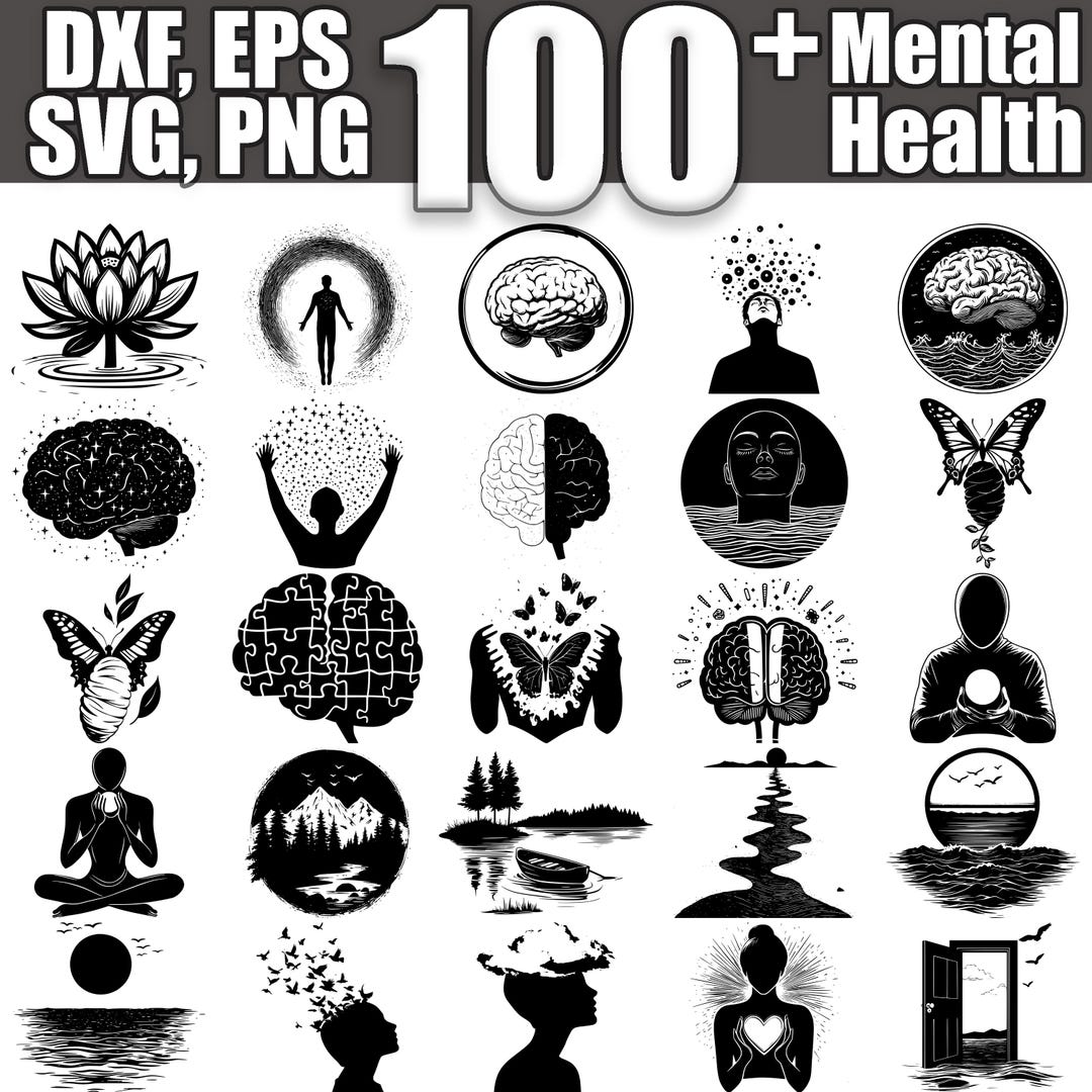 Mental Health SVG Bundle, Set of 100, Instant Digital Download Svg Png ...