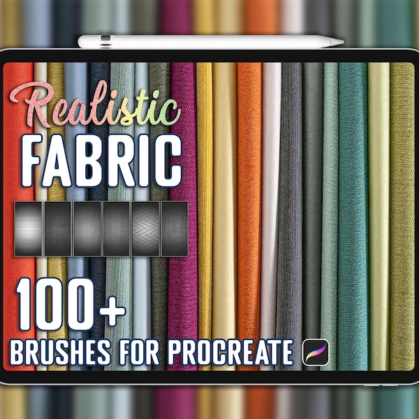 Plus de 100 pinceaux de texture pour Procreate Bundle, pinceaux textiles, texture de tissu, reflets d’ombre, texture de jean, texture de cuir, fichier Brushset