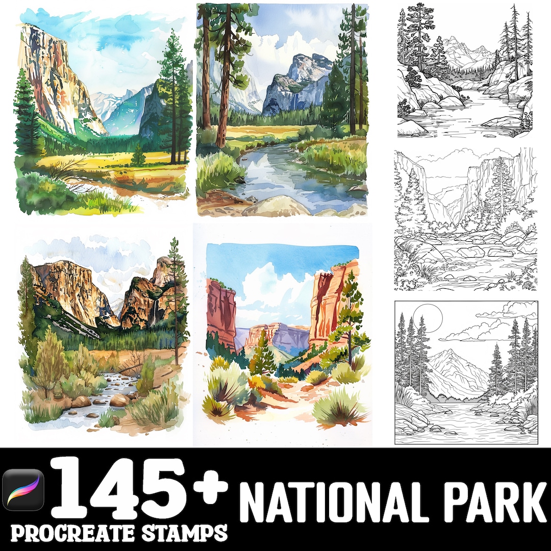 145+ National Park Procreate Brush Set | Stamps for Procreate | Instant ...