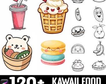 100+ Kawaii Food Items Procreate Brush Set | Procreate Stamp Brushes | Instant Digital Download