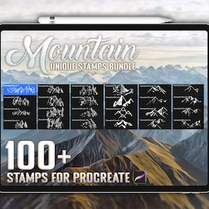 100+ Mountain Procreate Stamps, Procreate Brushes, Procreate Landscape, Procreate Mountains, Procreate Stamps, Instant Digital Download