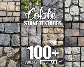 Pinceles de Procreate con textura de adoquines: Más de 100 patrones de piedra sin fisuras (descarga digital)
