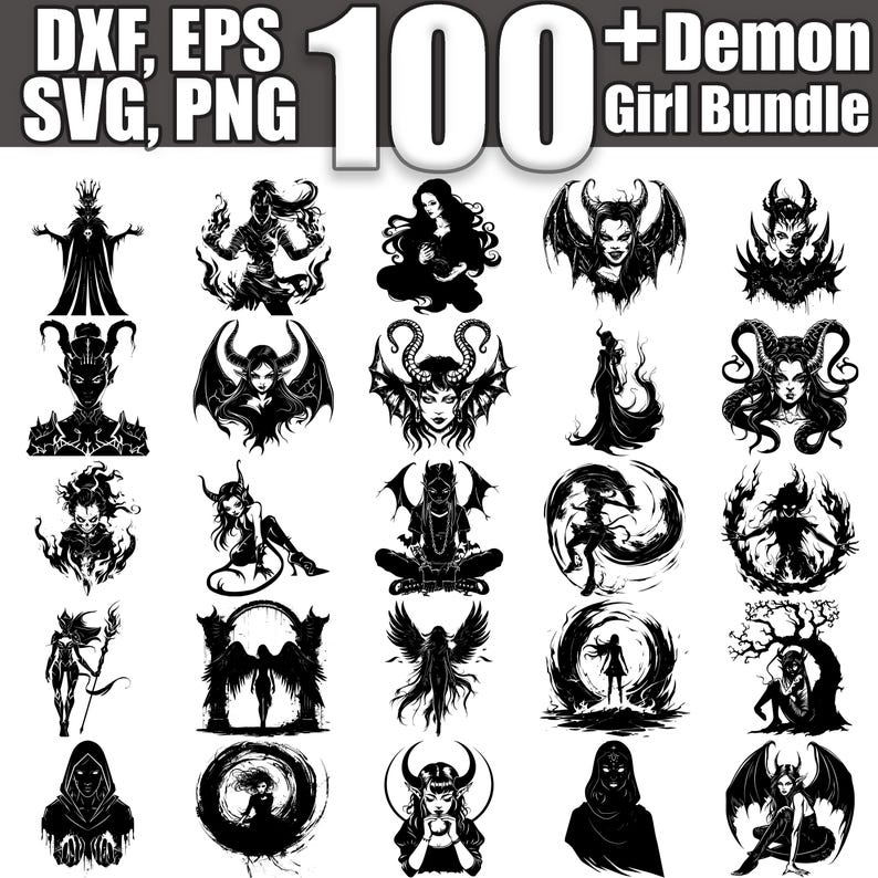 Demon Girl SVG Bundle, Set of 100, Instant Digital Download Svg Png Dxf ...