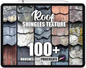 Más de 100 pinceles de textura de tejas para Procreate: Patrones sin costuras (Descarga instantánea)