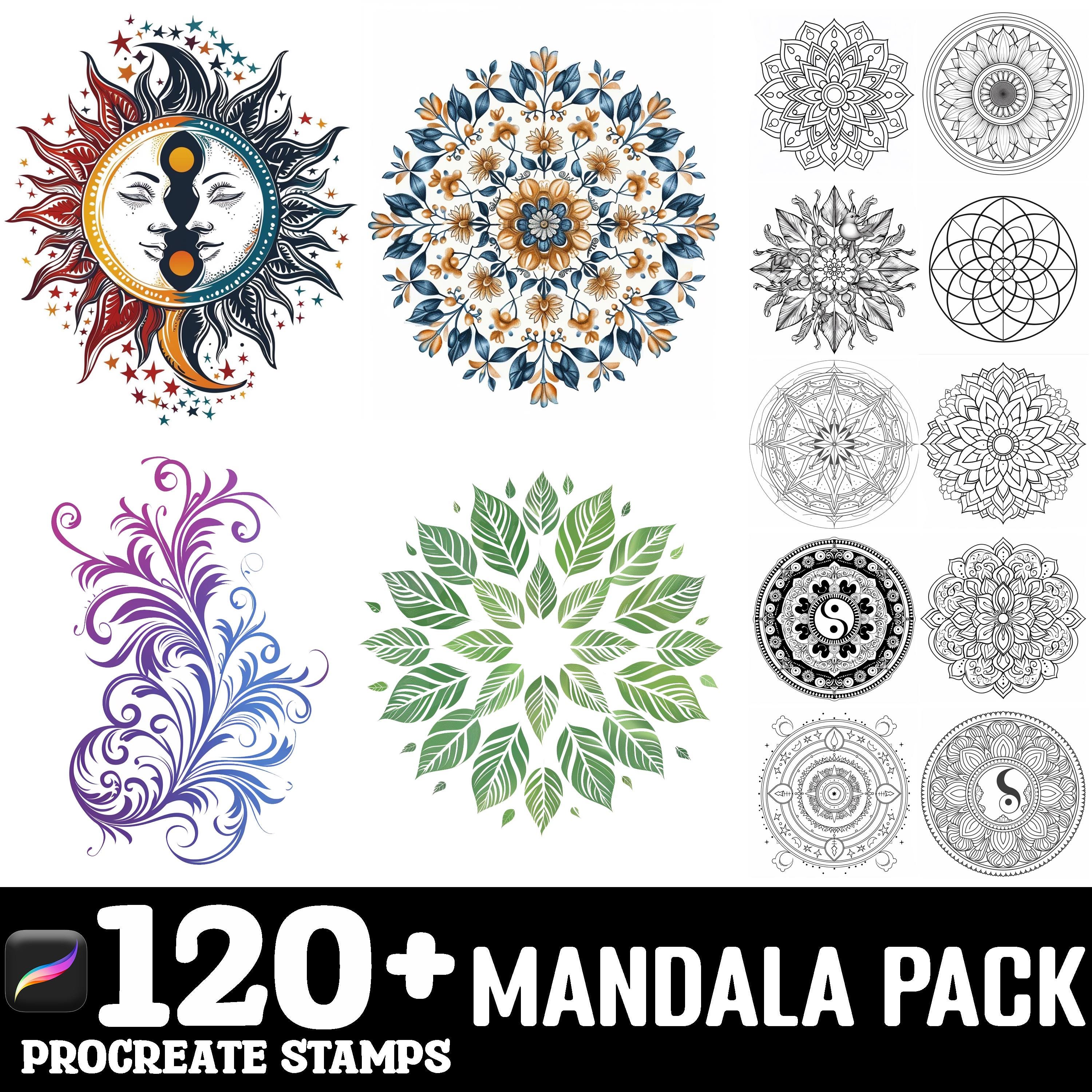 100+ Mandala Pack Procreate Brush Set | Procreate Stamp Brushes ...