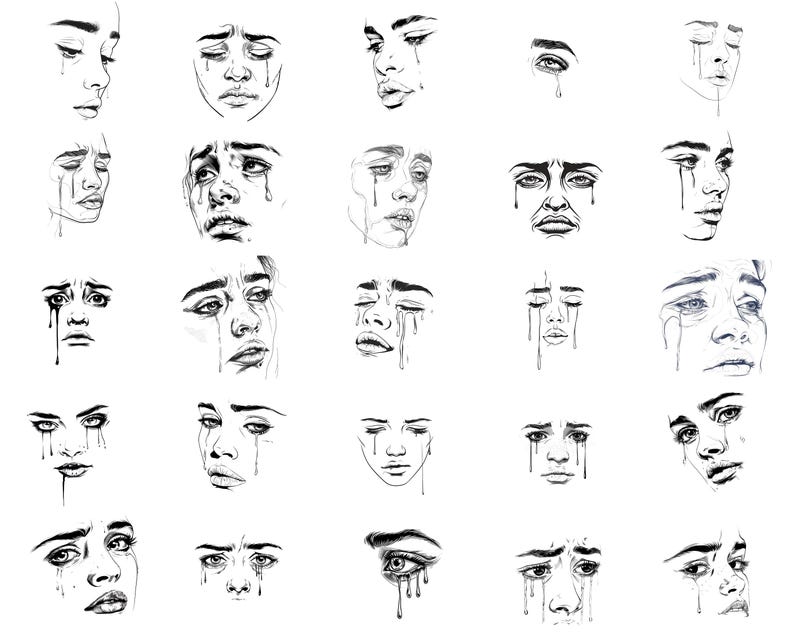 100+ Sad Tears Face Procreate Brush Set | Procreate Stamp Brushes ...