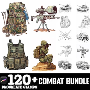 100+ Combat Procreate Brush Set | Procreate Stamp Brushes | Instant Digital Download