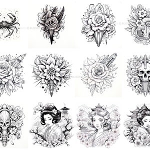 100+ Japanese Tattoo Procreate Brush Set | Unique Tattoo Style Stamp ...