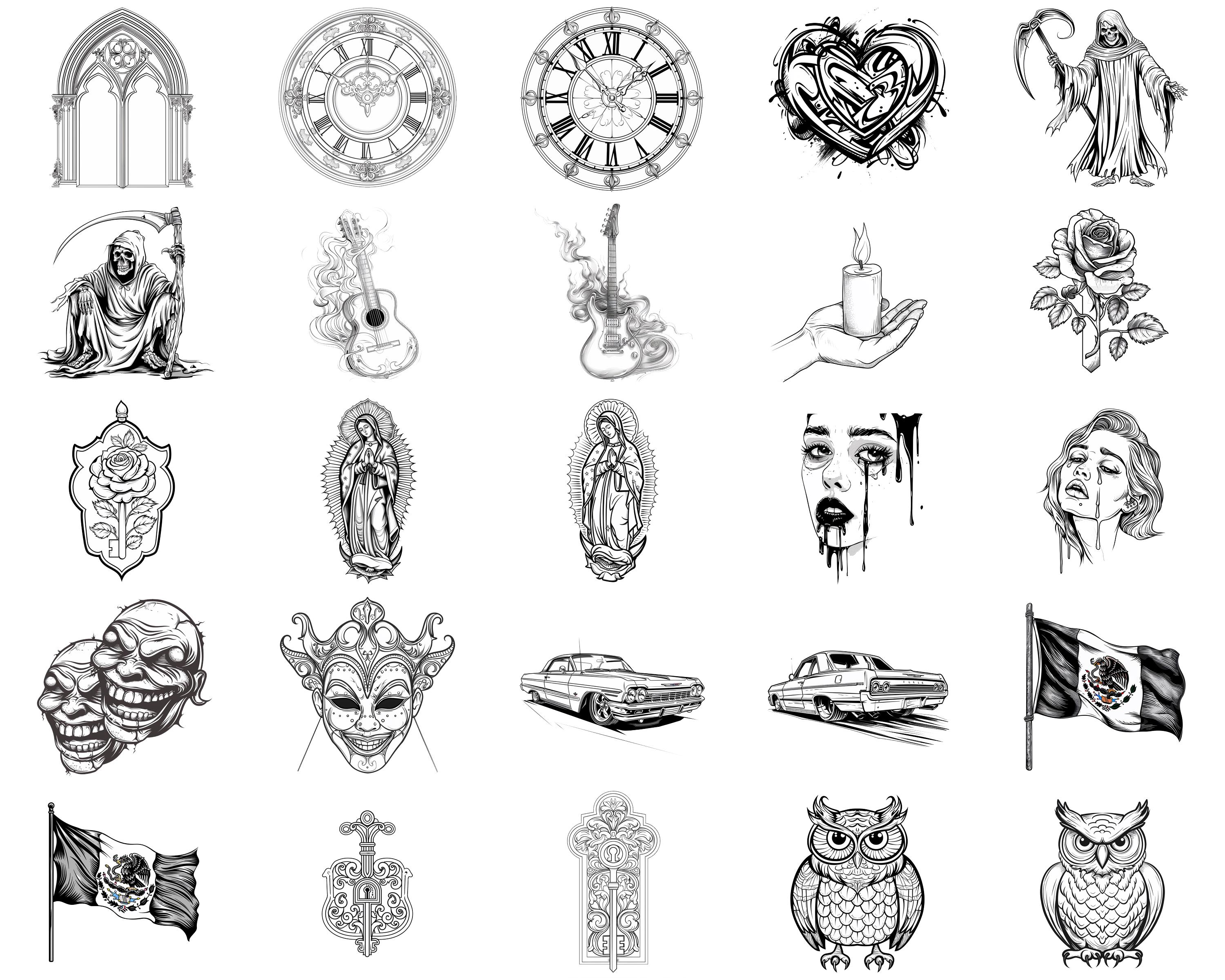 100+ Chicano Tattoo Procreate Brush Set | Procreate Stamp Brushes ...